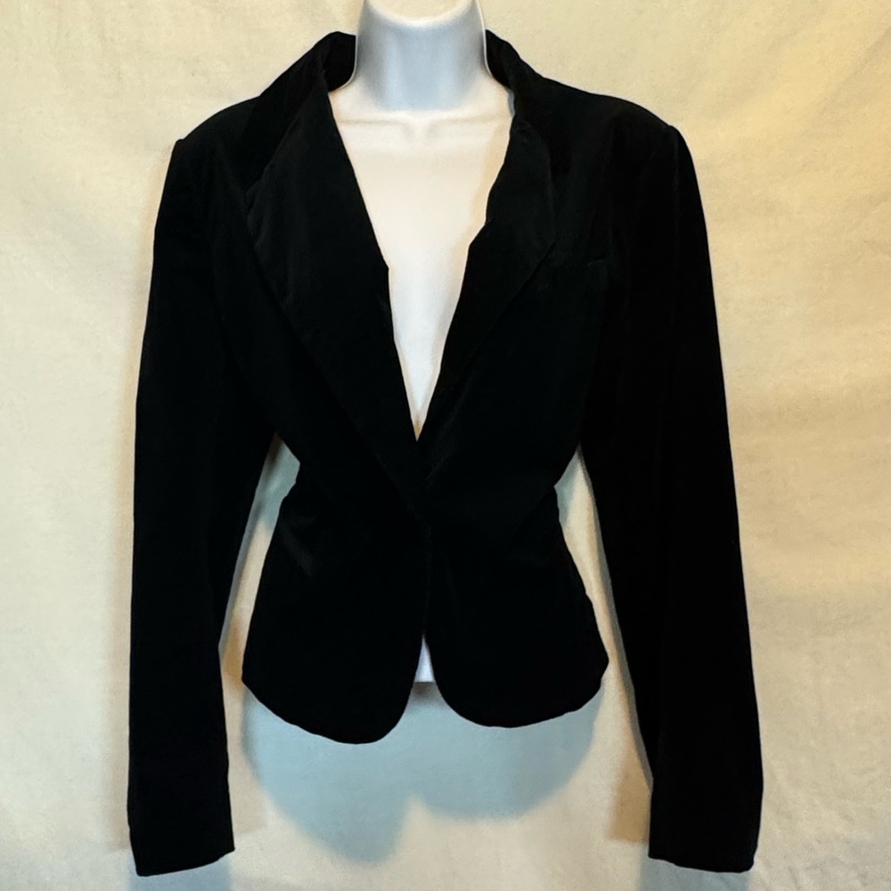 B-29 Spiegel Black Velvet Long Sleeve Lined Blazer Suit Jacket Size 10